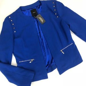 NWT Forever 21 Royal Blue Studded Cropped Blazer